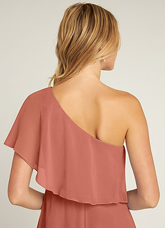 Azazie Lizzy Bridesmaid Dresses Clay A-Line One Shoulder Chiffon Dress image3