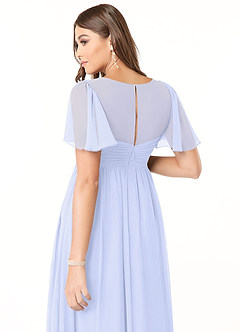 Azazie Verna Maternity Bridesmaid Dresses A-Line V-Neck Ruched Chiffon Floor-Length Dress image6