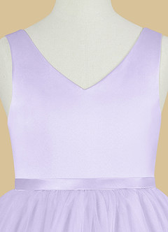Azazie Marybell Flower Girl Dresses Lilac A-Line Bow Tulle Dress image8