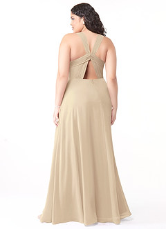 Azazie Jane Brautjungfernkleider A-Linie V-Hals Gefaltet Chiffon Kleid Champagner image7