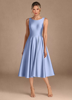 Azazie Fulton Mother of the Bride Dresses Ice A-Line Pleated Stretch Satin Dress image5