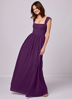 Barbie ♥ Azazie Bridesmaid Dresses Grape A-Line Corset Chiffon Dress image2