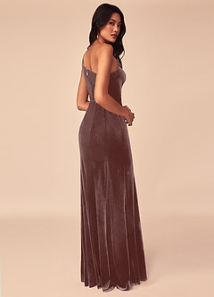 Azazie Kala Final Sale Espresso A-Line One Shoulder Velvet Dress image4