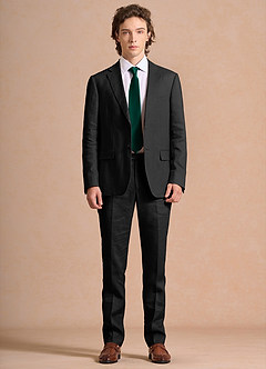 front Harrison Black 100% Linen Suit