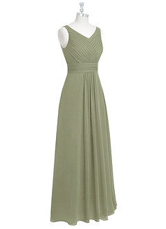 Azazie Pierrette Bridesmaid Dresses Pistachio A-Line Pleated Chiffon Dress image9