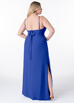 Azazie Mai Bridesmaid Dresses Royal Blue Sheath Pleated Chiffon Dress image9