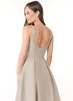 Azazie Neve Bridesmaid Dresses Frost Ball-Gown with Pockets Stretch Satin Dress image6