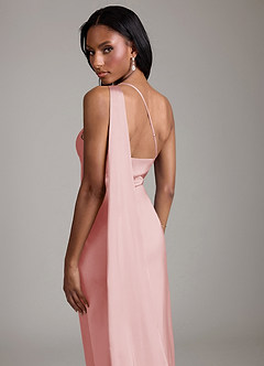 Azazie Galinda Brudtärnklänningar Klä av Sjöjungfru i Stretch Satin Ena axeln Puderrosa image2