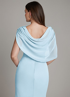 Azazie Hadley Bridesmaid Dresses Sky Blue Mermaid Pleated Chiffon Dress image2