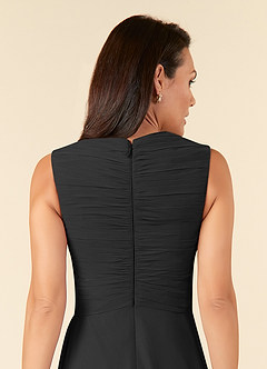 Azazie Theron Mother of the Bride Dresses Black A-Line V-Neck Pleated Chiffon Dress image5