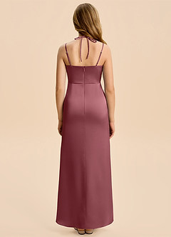 Azazie Nova Junior Desert Rose A-Line Pleated Stretch Satin Dress image2
