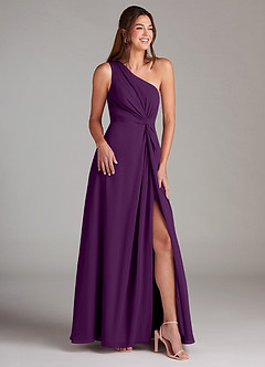 Azazie Brooke Jurken voor bruidsmeisjes Jurk van Chiffon met A-Lijn One-Shoulder Druif image4