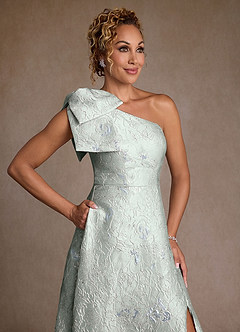 Azazie Margerie Mère de la mariée Robes Robe Trapèze en Jacquard Floral Ue épaule Jacquard D'agave image4