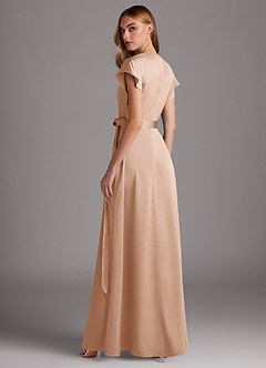 Azazie Nico Bridesmaid Dresses English Rose A-Line V-Neck Stretch Satin Dress image5