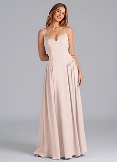 Azazie Kirby Bridesmaid Dresses Blushing Pink A-Line Stretch Satin Dress image1