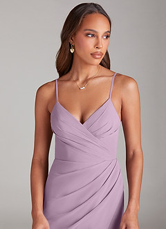 Azazie Maci Bridesmaid Dresses Wisteria Sheath Pleated Chiffon Dress image5