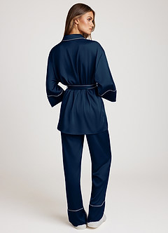 front Satin Trim Pajama Set