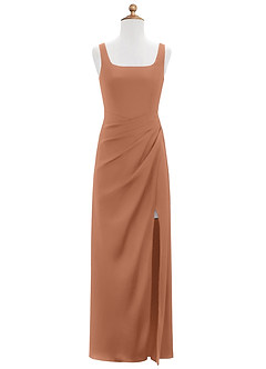 Azazie Mero Junior Bronzer Mermaid Pleated Stretch Satin Dress image6