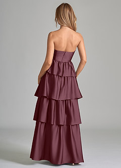 Azazie Faye Bridesmaid Dresses Sangria A-Line Ruched Stretch Satin Dress image7