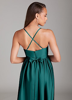 Azazie Llana Maternity Bridesmaid Dresses A-Line Stretch Satin Floor-Length Dress with Pockets image4