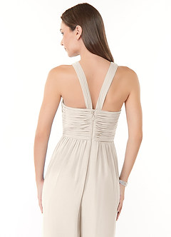 Azazie Berdie Robes de demoiselle d'honneur Combinaison en Mousseline de soie Dos nu Albâtre Blanc image6