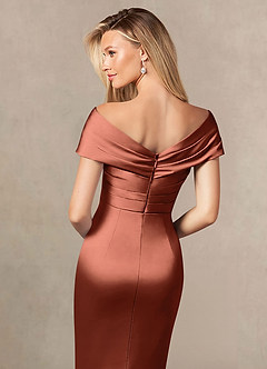 Azazie Ludlow Kleider für die Brautmutter Meerjungfrau-Linie Plissee Stretch-Satin Kleid Lehm image5