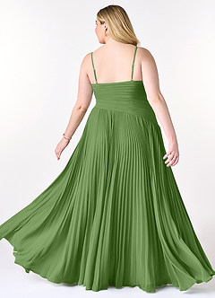 Azazie Vini Jurken voor bruidsmeisjes Jurk van Chiffon met A-Lijn V-hals geplooid Basilicum image9