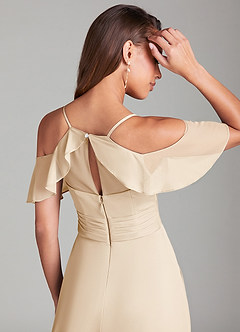 Azazie Dakota Jurken voor bruidsmeisjes Jurk van Mesh met A-Lijn Off the Shoulder Champagne image2