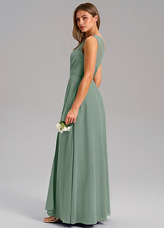 Azazie Phaedra Jurken voor bruidsmeisjes Jurk van Chiffon met A-Lijn One-Shoulder Zilveren Salie image6