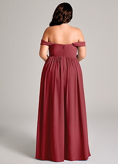 Azazie Calianna Bridesmaid Dresses Pomegranate A-Line Off the Shoulder Chiffon Convertible Dress image15
