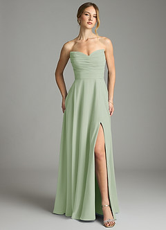 Azazie Ayla Abiti da Damigella Abito A-Line in Chiffon Scollo a Cuore Verde Salvia image5