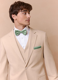 front Matte Satin Bow Tie and Pocket Square Set