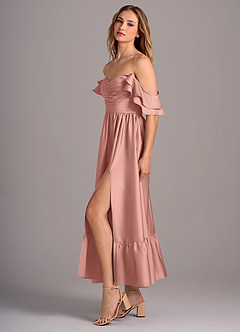 Azazie Anaya Bridesmaid Dresses Rosette A-Line Sweetheart Neckline Stretch Satin Convertible Dress image4