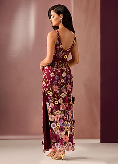 Vestido Rojo Multicolor Floral Largo Calista image4