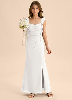 Azazie Jessamine Junior White Mermaid Sweetheart Neckline Chiffon Dress image1