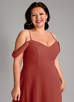 Azazie Marley Bridesmaid Dresses Terracotta A-Line Off the Shoulder Chiffon Convertible Dress image16