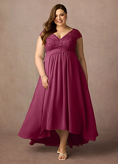 Azazie Irmeli Mère de la mariée Robes Robe Trapèze en Mousseline de soie Dentelle Mûre image1