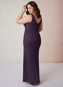 Azazie Leandra Bridesmaid Dresses Plum Mermaid V-Neck Pleated Mesh Dress image11