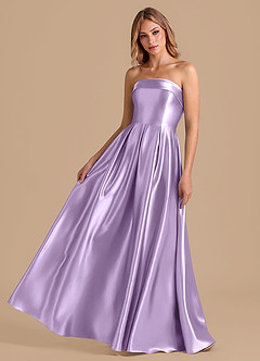 Azazie Lucienne Bridesmaid Dresses Lilac A-Line Pleated Metallic Satin Dress image1