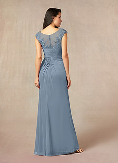 Azazie Oliniana Mère de la mariée Robes Robe Sirène en Maille Dentelle Bleu Poussiéreux image3
