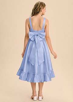 Azazie Bellina Junior Jurk van Stretch Satijn met A-Lijn Ruches Ijs image2