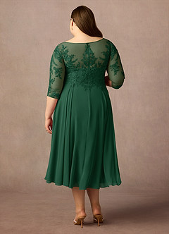Azazie Marge vestidos de madre de la novia Vestido de Verde Oscuro de Gasa de Corte En A con Encaje redondo image7