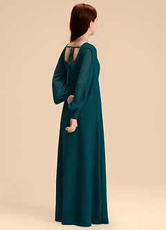 Azazie Bondi Junior Pine A-Line Blouson Chiffon Dress image6