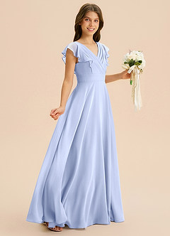 Azazie Anysa Junior Robe Trapèze en Mousseline de soie Rayé Eis image5