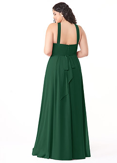 Azazie Dixie Bridesmaid Dresses Dark Green A-Line Halter Pleated Chiffon Dress image10