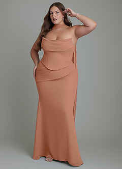 Azazie Sorrel Bridesmaid Dresses Bronzer Mermaid Corset Chiffon Dress image12