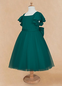 Azazie Kaeya Flower Girl Dresses Peacock A-Line Bow Tulle Dress image7