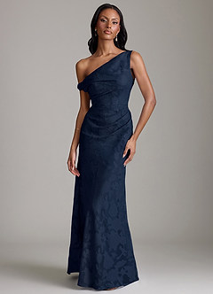 Azazie Emerson Suknie dla druhen Syrena Zza ramienia Kwiatowe wypalenie Do ziemi Sukienka image1