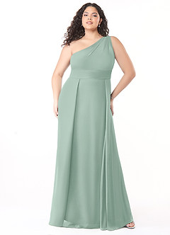 Azazie Dallas Bridesmaid Dresses Agave A-Line One Shoulder Chiffon Dress image6