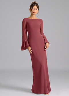 Azazie Leone Jurken voor bruidsmeisjes Jurk van Chiffon met Zeemeermin Korset Merlot image4